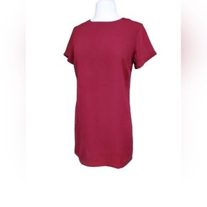 Lulus Xs Dress Knee Length Red Maroon Burgundy Short Sleeve Pullover stretch